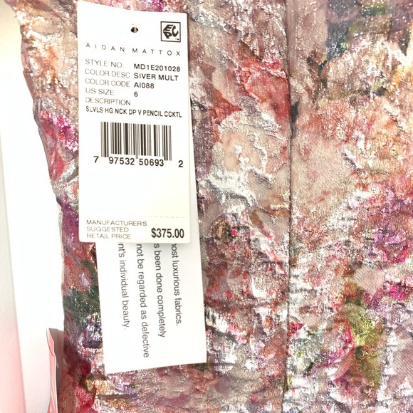 Aidan Mattox Floral Pencil Cocktail Dress - Picture 4 of 8